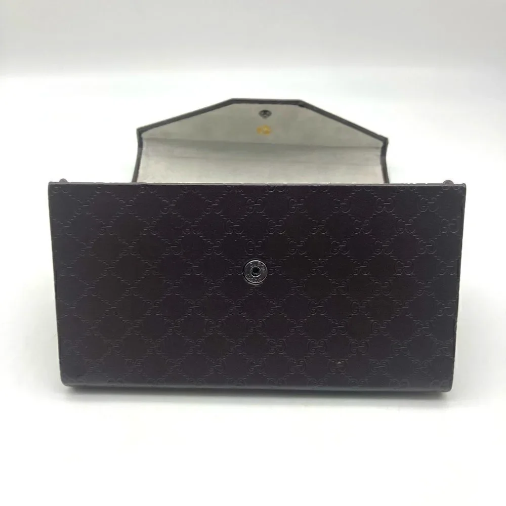 Gucci Monogram Brown Leather Sunglasses Case